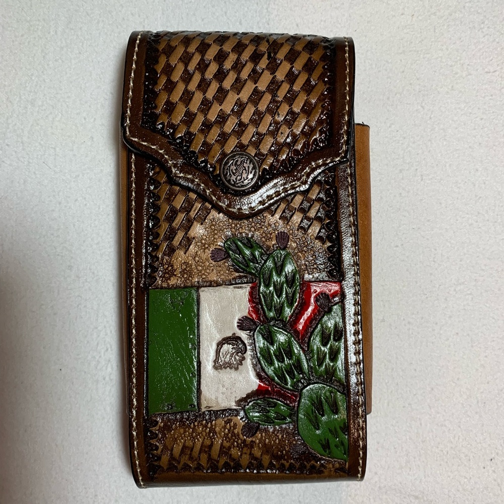 WESTERN LEATHER CELL PHONE CASE, FUNDA VAQUERA DE CUERO COWBOY‎ RODEO PHONE CASE